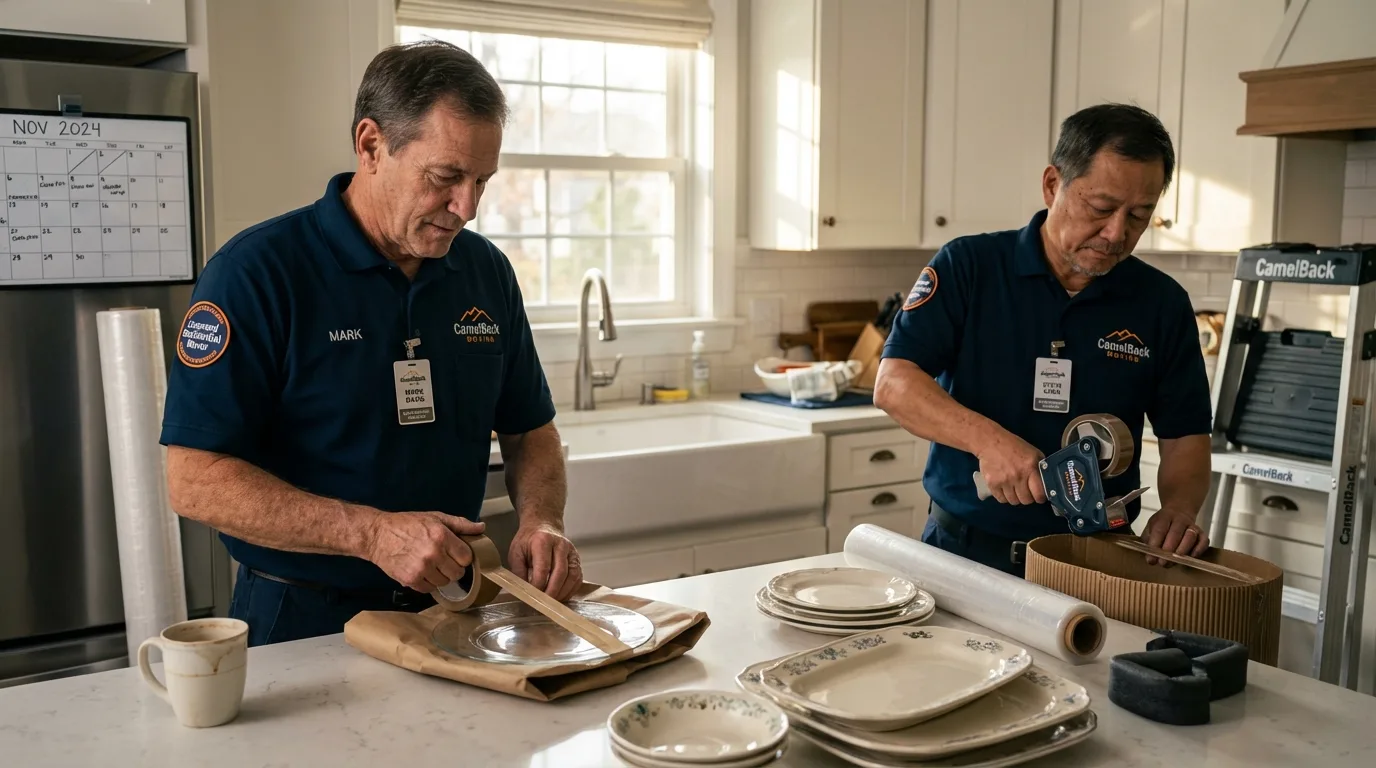 Professional crew packing kitchen dishware in Clifton, NJ